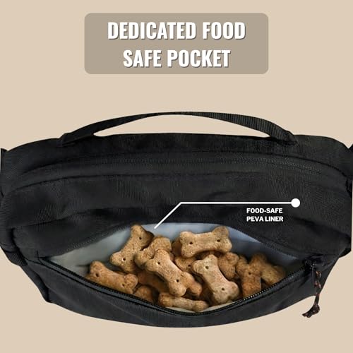 Dog Walking Bag, Treat Pouch & Poop Bag Holder, Crossbody Bag, Charcoal Black. Crossbody dog walking bag, hands-free. PEVA-lined treat pouch, poop bag holder, built-in leash hook - color: Charcoal Black