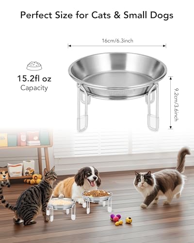 Elevated cat Bowl, 6.3" Wide Raised Stainless Steel Cat Food and Water Dishes, Small Dog Bowl, Whisker Friendly, Anti-Vomiting, Neck Stress-Free, Non-Slip Stainless Steel Stand with 4 Legs- 4Pack - color: 4PC