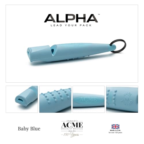 ACME Alpha 211.5 Professional Dog Training Whistle with Enhanced Ergonomic Grip. BPA-Free Plastic. 110 dBA. Long Range. Standardized Frequency. Weatherproof. Made in the UK (Baby Blue) - color: Baby Blue