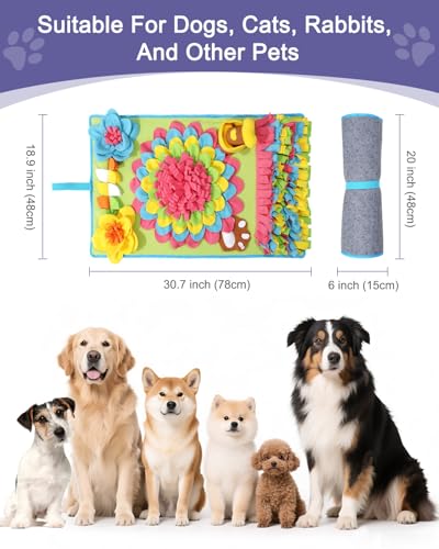 Snuffle Mat for Dogs -30.7 * 18.9inch Pet Treats Feeding Mat, Interactive Dog Puzzle Toy for Boredom, Dog Feeding Mats for Slow Feed, Relieve Anxiety, Encourages Natural Foraging Skills - size: 30.7*18.9in
