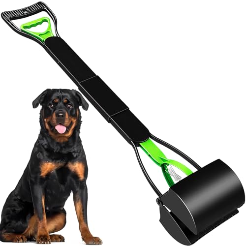 ienjoyed Pooper Scooper, Large Pooper Scooper for Dogs Heavy Duty, Dog Pooper Scooper with Long Handle & High Strength Durable Spring, Foldable Dog Poop Pick Up (32-inch) (32-inch(Green)) - size: 32-inch(Green)