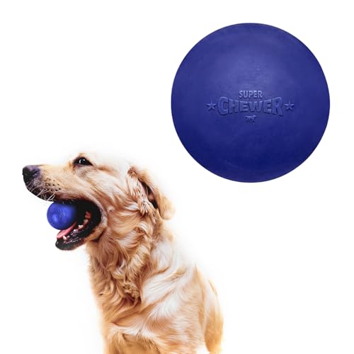 SuperChewer Tough Dog Ball Toy | Lifetime Replacement | Strong Natural Rubber | Great Dog Fetch Toy | Chew Toys for Dogs | Ultra Durable Chew Toys for Aggressive Chewers | Large Breed Tested - size: Small - 2 Inch / 6 oz