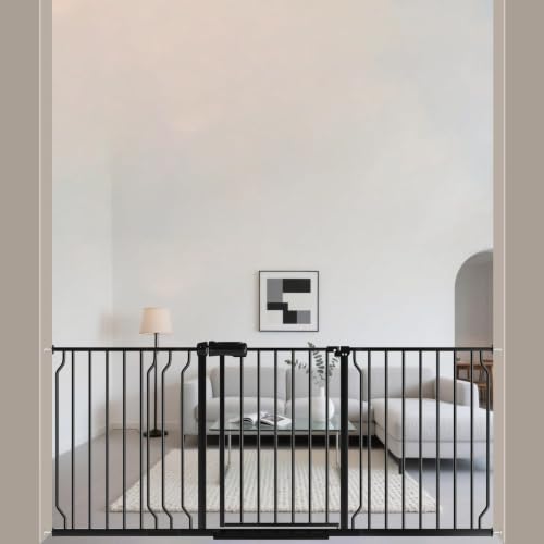 ALLAIBB Extra Wide Pressure Mounted Baby Gate Walk Through Child Kids Safety Toddler Tension Black Long Large Pet Dog Gates with Extension for doorways Kitchen (62.20-71.26"/158-181cm, Black) - color: Black, size: 62.20-71.26"/158-181cm