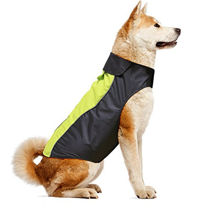 Vizpet Dog Raincoat Waterproof Coats,Dog Jacket High Visibility Warm Vest Dog Clothes for Small Medium Large Dogs(Green-XL) - size: Green-XL