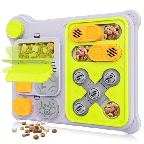 Dog Puzzle Toy Slow Feeder, Interactive Dog Toys for IQ Training & Mental Stimulation, ABS Easy Clean Detachable Tray Non-Slip Base, Enrichment Toys for Dogs, Green - color: Green