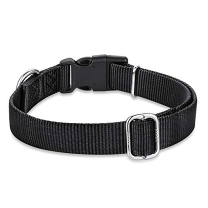 Hyhug Medium Dog Collar, Black:Heavy-Duty Quick-Release Nylon Buckle, Adjustable & Durable, Cute Dog Collar (Medium, Black) - color: Black, size: Medium