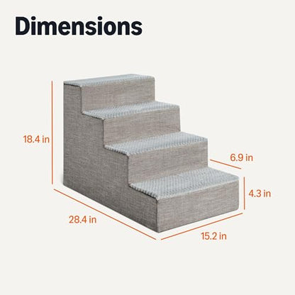 Amazon Basics Dog Steps, 18.7" H, 4-Step Pet Stairs for High Bed Couch and Sofa, Non-Slip Bottom, for Indoor Dogs and Cats, Grey - size: 4-Step