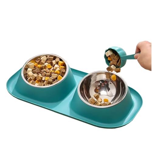 Anti Vomiting Double Feeding Bowls for Cats and Dogs Elevated Raise Tilted Cat Food Bowls No Spill Anti Skid Design Green - color: Green