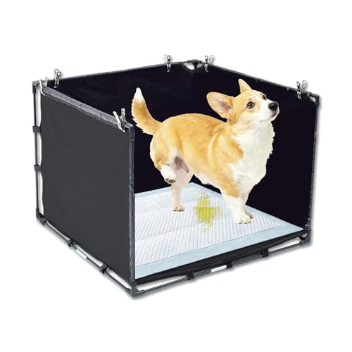 Dog Litter Box Indoor for Small Dogs,Puppy Pee Pad Holder with High Walls(23.62"*23.62"*17.72"),No-Spill Pee Pad Holder with Foldable Pet Toilet,Easy Clean Puppy Litter Box for Dogs (Small) - size: Small