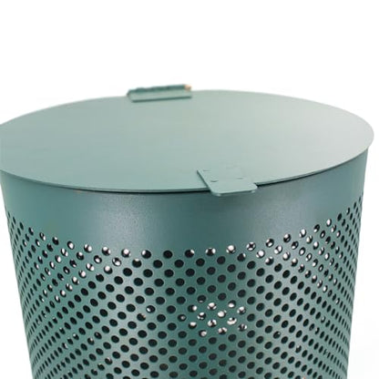 ZERO WASTE USA - Round Outdoor 10 Gallon Capacity Waste Can - 100% Rust-Free, Powder-Coated, Commercial Grade Aluminum to Withstand Weather. 10-Year Warranty (Matte Green) - color: Matte Green