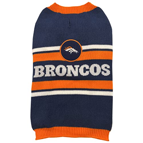 NFL Denver Broncos Dog Sweater, Size Medium. Warm and Cozy Knit Pet Sweater with NFL Team Logo, Best Puppy Sweater for Large and Small Dogs - color: Denver Broncos, size: Medium