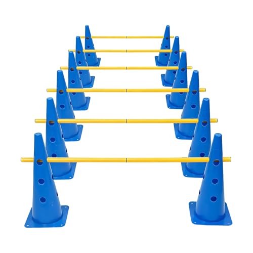 Dog Agility Course Backyard Set, with Adjustable Jump Heights, 38cm, Dog Agility Hurdle Cone Set with Height Adjustable Crossbar, Pet Training Equipment, Quick Setup and Storage, for Obedience