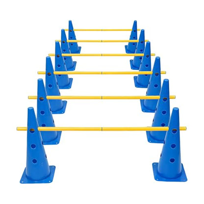 Dog Agility Course Backyard Set, with Adjustable Jump Heights, 38cm, Dog Agility Hurdle Cone Set with Height Adjustable Crossbar, Pet Training Equipment, Quick Setup and Storage, for Obedience