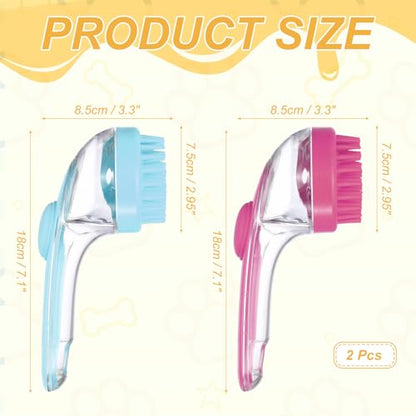 Pet Bath Brush, Dog Shampoo Brush New 2 in 1 Grooming Massage Scrubber Bubble Maker with Ring Built-in Shampoo Dispenser(Coarse,Blue/Pink), for Long Short Hair Cats Shower - color: Blue/Pink