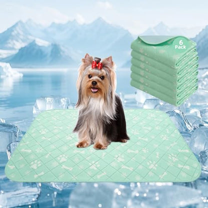 Homimp Self-Cooling Mat for Dogs,6 Pack Washable Cooling Mat & Sleeping Pad,Reusable Waterproof Dog Pee Pads,Non-Toxic,Non-Slip Potty Pads for Whelping Litter Mat Puppy Supplies in Summer,16"x20"