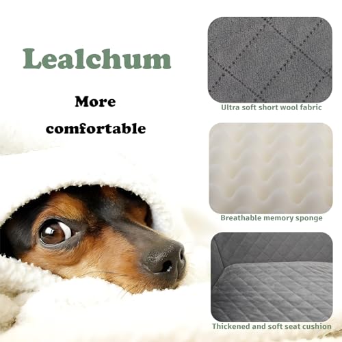 Lealchum Large Dog Car Seat,Memory Foam Cushion Car Seat for 2 Small Dogs,Comfy Car Dog Bed with Side Pocket and 2 Clip-On Safety Leashes,Easy to Install Cars Seat for Dogs(Black, Large) - color: Black