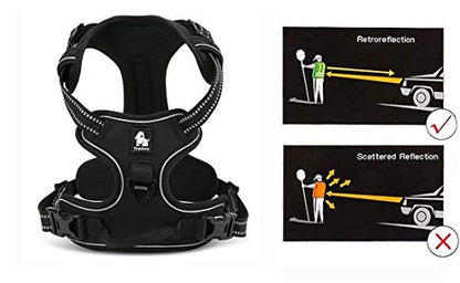 JUXZH Truelove No Pull Dog Harness with Easy Control Handle and 2 Leash Attachments,Reflective Adjustable Pet Vest - color: Black, size: Medium (Pack of 1)