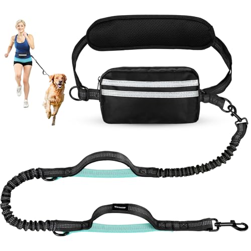 Hands Free Dog Leash with Pouch, Adjustable Waist Belt with Double Padded Handles, Waist Leash for Dog Walking Accessories, Olive - color: Black/Mint Green