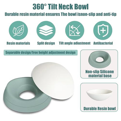 French Bulldog Food Bowl- Slanted Tilted Pug Food Water Bowl,Cat Bowl- Feeder for Frenchie/Shih Tzu/Flat Faced Small Dogs/Puppies/Cats (Green, 4 Cup) - color: Green, size: 4 Cup
