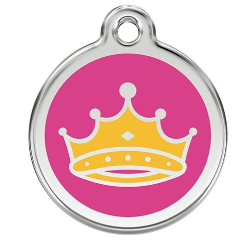 Custom Engraved Stainless Steel and Enamel Dog ID Tag - Queens Crown (Medium)