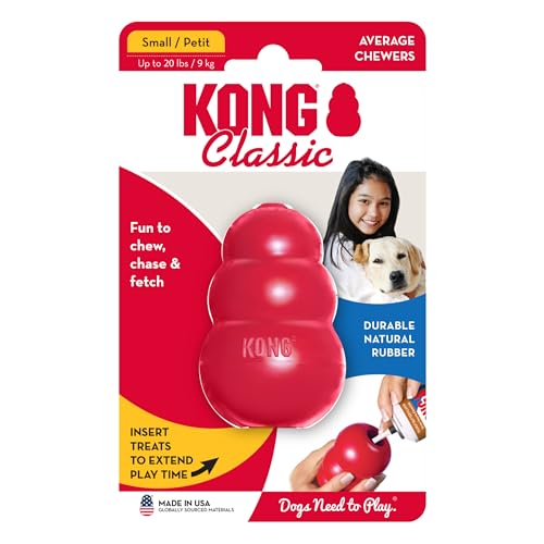 KONG Classic Stuffable Dog Toy - Fetch & Chew Toy for Dogs - Treat-Filling Capabilities & Erratic Bounce for Extended Play Time - Durable Natural Rubber Material - for Small Dogs - size: Small (Pack of 1)