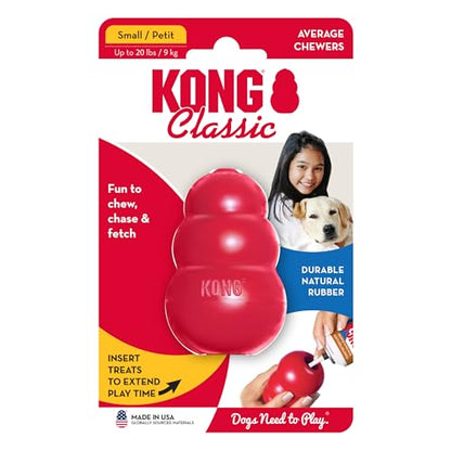 KONG Classic Stuffable Dog Toy - Fetch & Chew Toy for Dogs - Treat-Filling Capabilities & Erratic Bounce for Extended Play Time - Durable Natural Rubber Material - for Small Dogs - size: Small (Pack of 1)