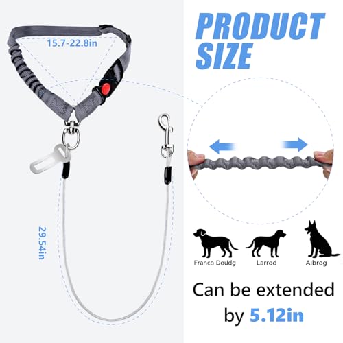 2 in 1 Chew Proof Dog Seat Belt for Car, Heavy Duty Steel Cable Car Harness & Headrest Restraint for Medium & Large Dogs Chewer - color: GREY