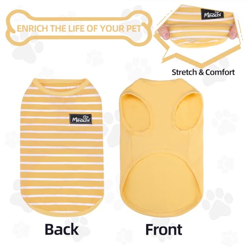 MIHACHI Dog Shirts Cotton Striped T-Shirt, Summer Pet Clothes for Small Dogs, 2-Pack Soft Puppy Apparel Cat Tee, Sleeveless Lightweight, Quick Dry, Breathable,Stretchy, Yellow M - color: Yellow, size: Medium