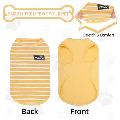 MIHACHI Dog Shirts Cotton Striped T-Shirt, Summer Pet Clothes for Small Dogs, 2-Pack Soft Puppy Apparel Cat Tee, Sleeveless Lightweight, Quick Dry, Breathable,Stretchy, Yellow M - color: Yellow, size: Medium