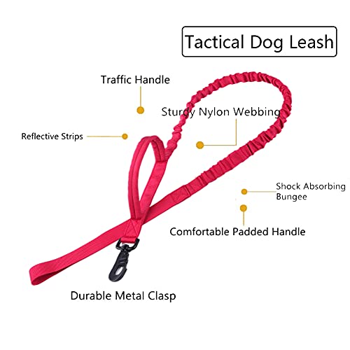 Tactical Dog Collar and Leash Set Adjustable Military Nylon Dog Collar with Control Handle and Heavy Duty Metal Buckle for Large Dogs（Red S - color: Red SET(collar+leash), size: Small (Pack of 1)