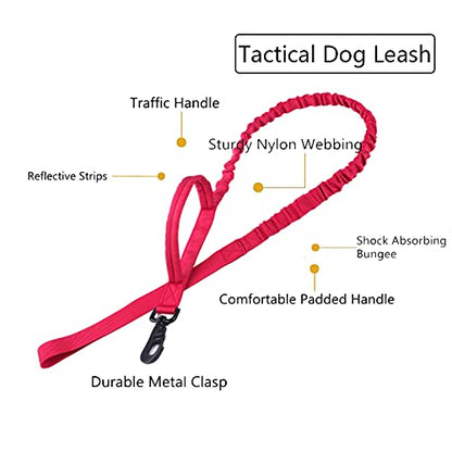 Tactical Dog Collar and Leash Set Adjustable Military Nylon Dog Collar with Control Handle and Heavy Duty Metal Buckle for Large Dogs（Red S - color: Red SET(collar+leash), size: Small (Pack of 1)