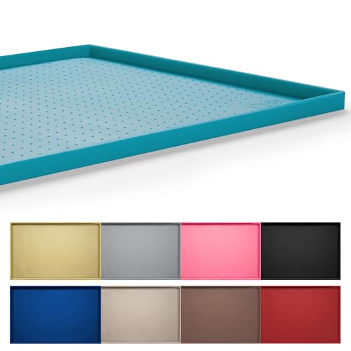 Hubulk Dog Feeding Mat,100% Waterproof BPA Free Silicone Pet Food and Water Bowl Placemat,Dishwasher, High Raised Edge to Prevent Spills,Nonslip Tray to Stop Messes on Floor (24"x16"x0.5", Teal) - color: Green(Teal), size: 24"l X 16"w