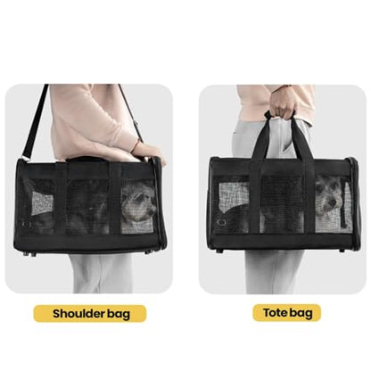 Movelo, Pet Carrier with Two Entrances – Top & Side Opening Soft-Sided Travel Carrier for Cats & Small Dogs up to 25 lbs – Airline Approved, Mesh Ventilation, Removable Pad & Shoulder Strap