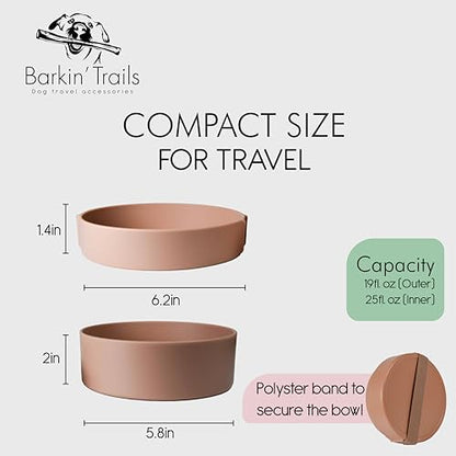 Barkin’ Trails Travel Dog Bowls, Portable Outdoor Water, BPA-Free, Food Grade Plastic Dog Travel Bowl, Camping Essentials & Container (Mocha) - color: Mocha