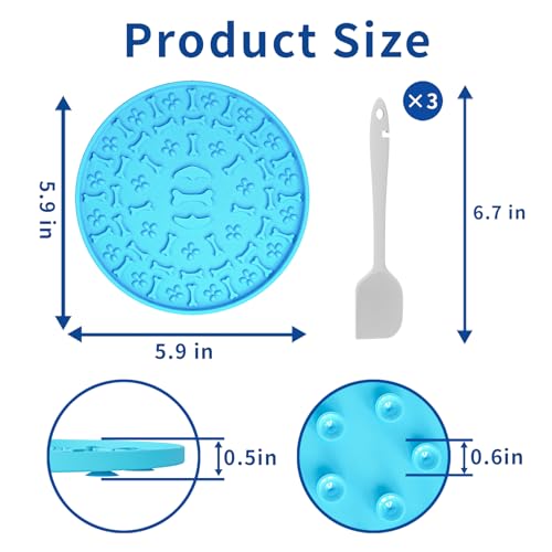 Lick Mat for Dogs & Cats 3 Pack - Silicone Dog Lick Mat with Suction Cups - Anxiety Relief/Promotes Healthy Eating/Frozen & Dishwasher Safe - Pet Peanut Butter Lick Pad LPFLASAT (Blue Orange Red)