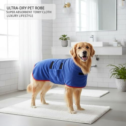 Dog Bathrobe Super Absorbent Quick Dry Microfiber Pet Drying Towel Adjustable Straps XS-XL (Blue,Small (16.5-27.6 lbs)) - color: Blue, size: Small (16.5-27.6 lbs)