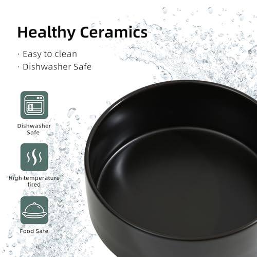 Havniva 8.3” Ceramic Dog Bowls, Dog Food and Water Bowl for Large Dogs, Durable Dog Water Bowl with Non-Slip Rubber Base Large Capacity Pet Feeding Bowl - color: Matte Black, size: 8.3 Inch