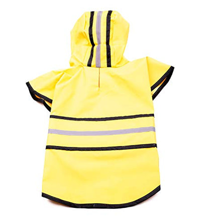 SPOT Rainy Days Slicker - Yellow Dog Rain Jacket With Hood, Reflective Strip for Safety, Leash Hole & Adjustable Velcro Belly Strap, 100% Polyester Water Resistant Pet Raincoat - Large, 17in Long - size: Large
