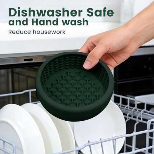 Dog Slow Feeder Licking Bowl,Anxiety Relief Treat Dispenser, Non-Slip Anti-chocking Pet Dish, Interactive Puzzle Toy for Mediuml Large Breed,Freezable BPA Free Silicone Dishwasher Safe - color: green, size: L