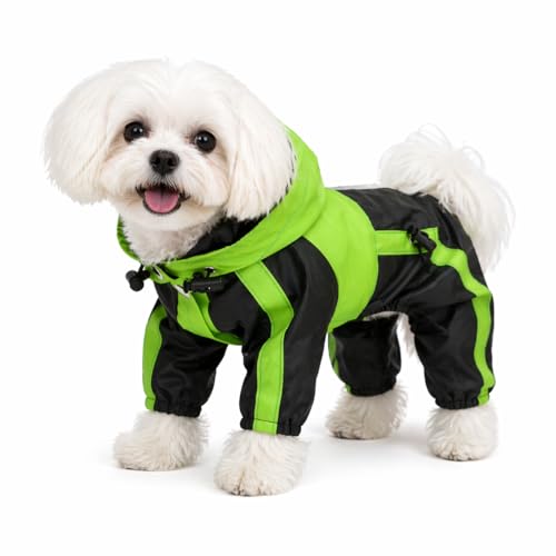 Pet Clothing Rain Coat Waterproof Nylon Pets Raincoat Rain Jacket Adorable Hoodie Perfect For Small Dog Breed Female Male Dog Red Green Color (XS, Green) - color: Green, size: XS (Small Dog ~5lbs)