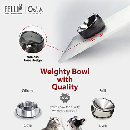 Felli Oblik Elevated Cat Bowl Removable Stainless Steel Wide Dish for Dry Wet Food Feeding & Dishwasher Clean, Slanted Whisker Fatigue Friendly Metal Plate (Smoky, 0.5 Cups Shallow Dish) - color: Smoky, size: 0.5 Cups Shallow Dish