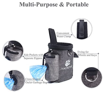 AMZNOVA Dog Treat Bag Treatnow Dog Treat Pouch, Training Pouch with Waist Belt & Clicker for Training & Walking, Waist Clip On Snack Fanny Pack for Pet, 3Cups, Heather Coffee - color: Heather Coffee