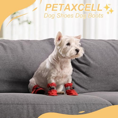 Dog Shoes Dog Boots, Paw Protector Anti-Slip Sole Winter with Reflective Strap Waterproof Soft, (4Pcs, Oxford,2.2x1.8, Blue), for Small Medium Puppies/Walking/Outdoor/Hardfloor