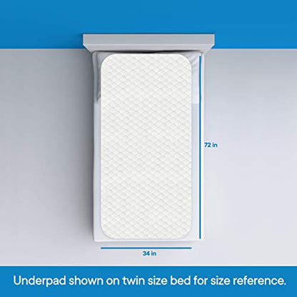 RMS Ultra Soft 4-Layer Washable and Reusable Incontinence Bed Pad - Waterproof Bed Pads, 34"X72" - size: 34 x 72 Inch