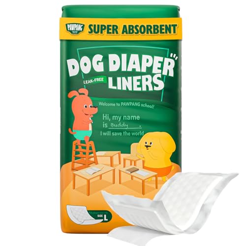 PAWPANG Dog Diaper Liners, Booster Pads for Male & Female Dogs, 100ct, L | Helps Reduce Laundry - color: Standard Pack, size: Large (100 Pads)