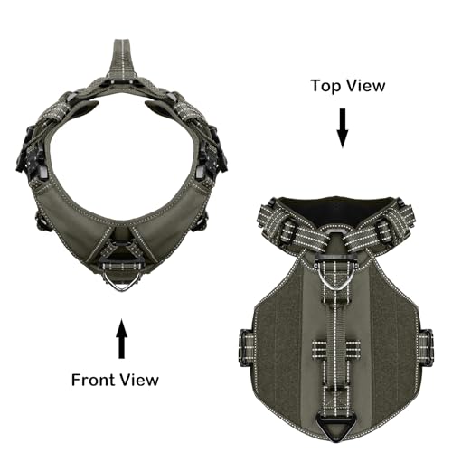 ICEFANG GN8 Tactical Dog Harness with 4X Metal Buckles for Medium Sized Dogs,Reflective in Training Walking K9 Dog Vest,No-Pull Front Leash Clip,Adjustable Pet Harness (Green, Medium (Pack of 1)) - color: Green, size: Medium (Pack of 1)