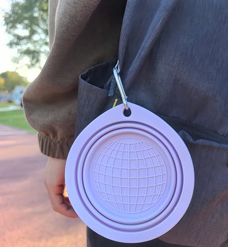 Portable Collapsible Pet Bowl - Food Grade TPR/Silicone, Foldable Dog Cat Travel Bowl with Carabiner for Hiking Camping, Easy Clean & Lightweight (Purple) - color: Purple