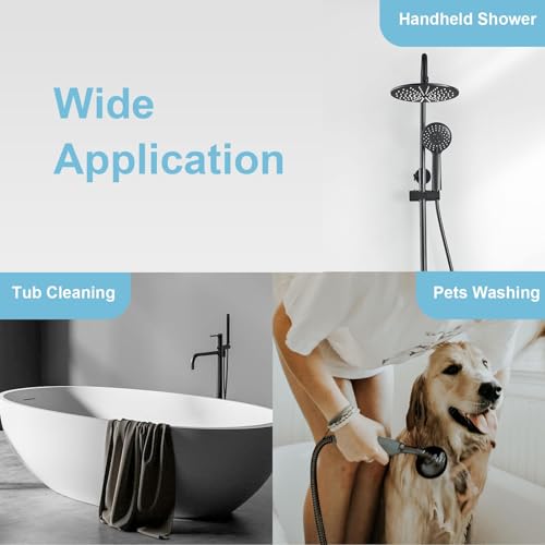 OFFO Shower Hose, 120 in Kink Free Stainless Steel Shower Hose Attachment Electroplating Handheld Shower Head Hose Flex Hoses Extension with Brass Insert & Nut for Pet Bathing Cleaning, Matte Black - color: Matte Black, size: 120 in