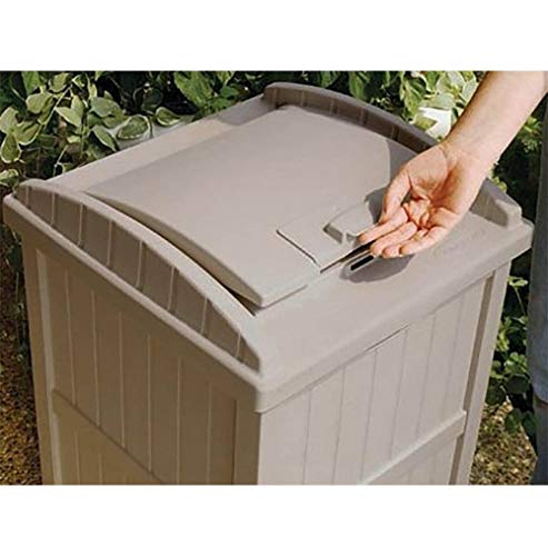 Suncast 30-33 Gallon Deck Patio Resin Garbage Trash Can Hideaway, Taupe (4 Pack) - color: Taupe, size: 4 Pack