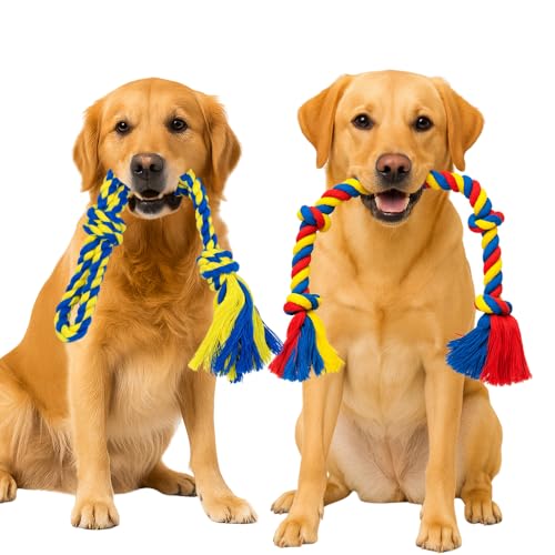 Dog Rope Toys for Medium and Large Dogs | Strong Cotton Rope Set for Chewing, Teething Comfort, Tug Play and Daily Interactive Activities | (2 pcs Dog Toys Combo)